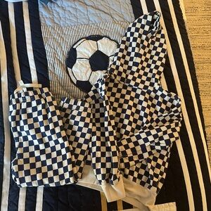 Crewcut navy blue and white check sweatsuit NWOT